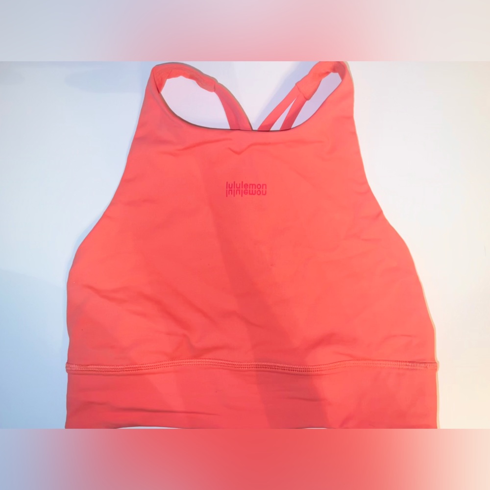 Peach Lululemon Energy High-neck Longline Bra